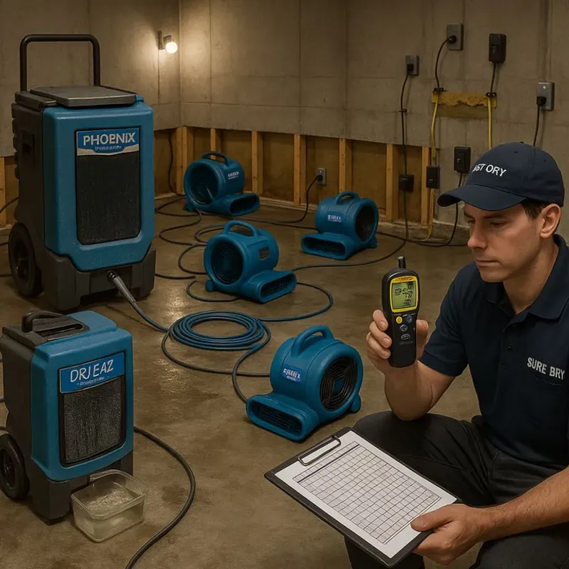 Structural Drying and Dehumidification process in Old Mystic, CT